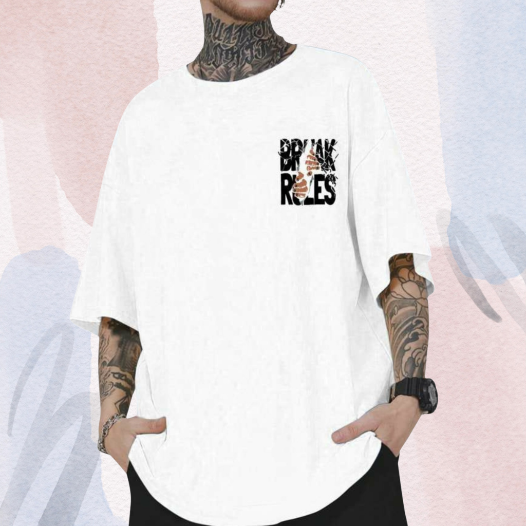 Broken Rules Oversized White T-Shirt for Men